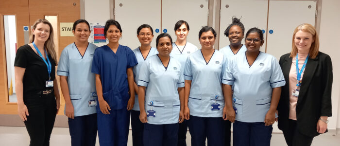 Lisa Fairweather, NHS Forth Valley’s International Recruitment Lead, (far left) and Sarah Grant, NHS Forth Valley’s Nurse Educator for International Recruitment (far right) are pictured with the latest group of nurses recruited from overseas who have chosen to work in NHS Forth Valley.